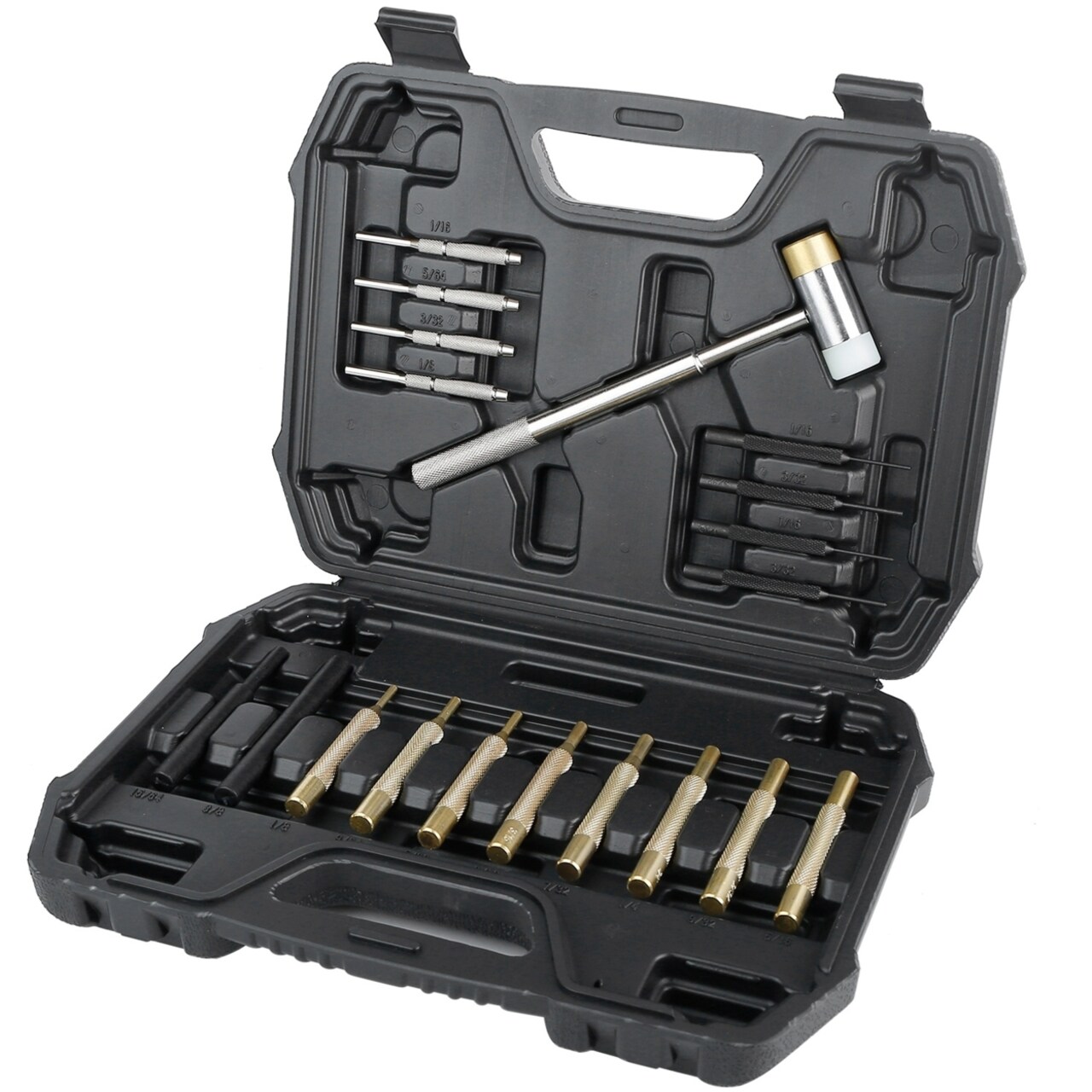 Global Phoenix 19Pcs Hammer Punch Set Drift Pin Punch Kit Brass Chromium  Punches for Gunsmithing Maintenance with Storage Box